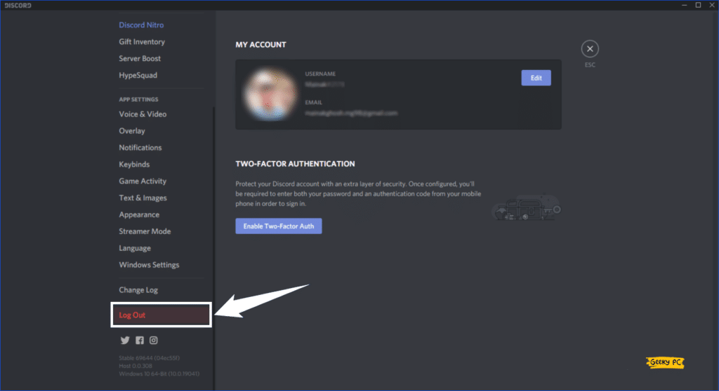Discord Log Out