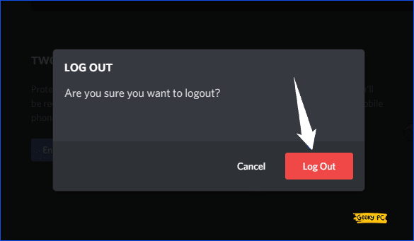 Discord log out button