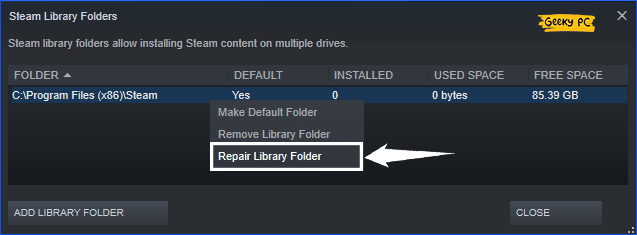 Steam Repair Library Folder