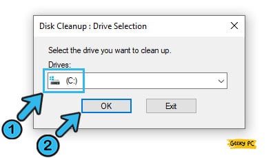 Disk Cleanup Select c drive